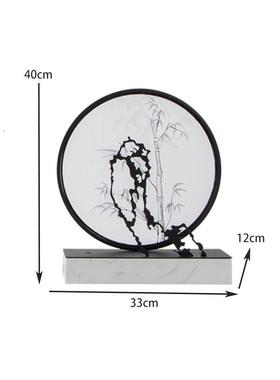 新中式玄关亚克力水墨文竹装饰品禅意摆件样板房软装酒店别墅屏风
