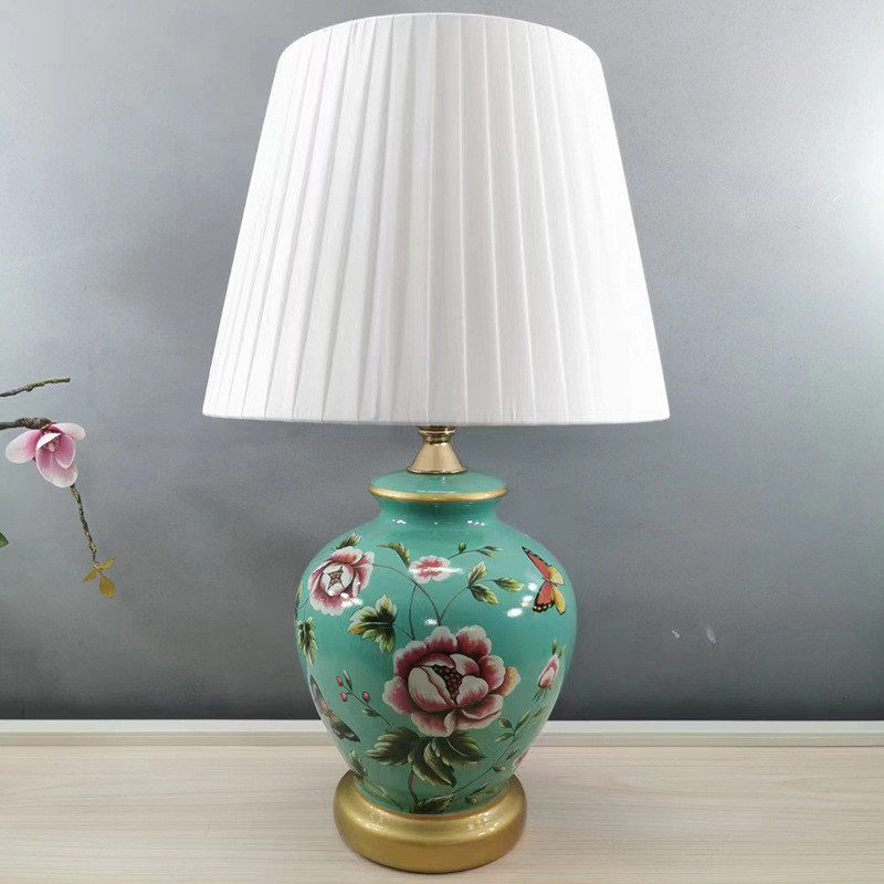 美式花鸟陶瓷台灯酒店样板房卧室床头灯设计师创意客厅装饰灯具,淘宝优惠券,粉丝福利购,淘宝优惠卷