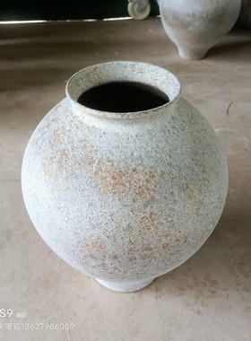 酒店手工民宿复古侘寂禅意白色陶瓷花瓶摆件干花插花粗陶白色陶罐