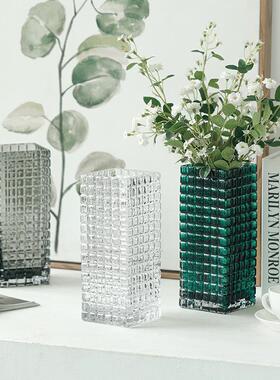 轻奢高端花瓶摆件小众郁金香雪柳百合玫瑰花专用高级感奢华玻璃瓶