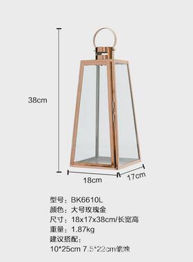 轻奢黄摆件北欧浪漫风灯户外蜡烛防风罩提灯铜天灯烛台铜色酥油灯