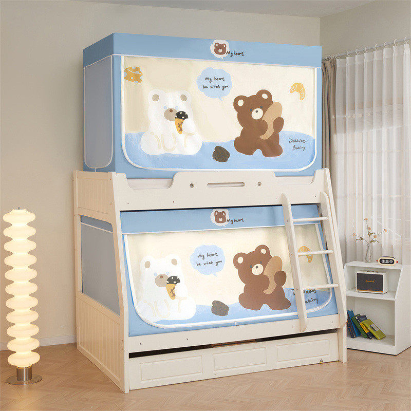 卡通拉链床帘上下铺子母床蚊帐三开门学生宿舍单人蚊帐印花方帐,淘宝优惠券,粉丝福利购,淘宝优惠卷