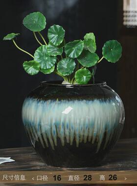 现代新中式复古落地高温陶瓷大花瓶干花插花创意家居客厅民宿装饰