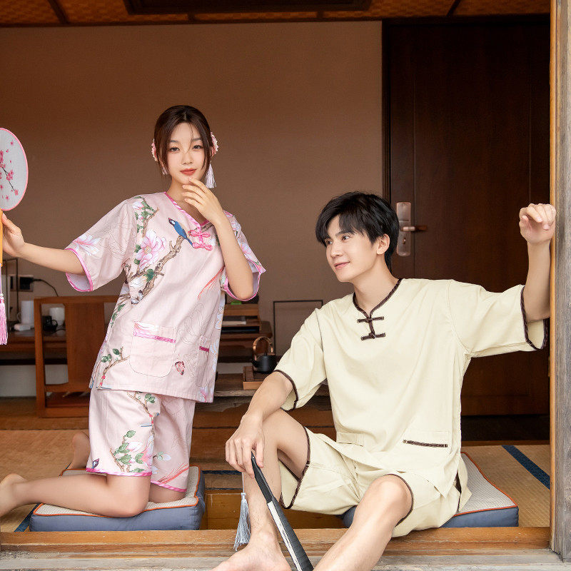 和风 中国风印花纯棉浴服汉汗蒸服家居睡衣女男儿童亲子情侣大码,淘宝优惠券,粉丝福利购,淘宝优惠卷