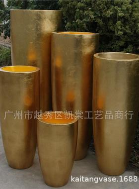 景观圆斗型玻璃钢落地大花瓶摆件客厅婚庆商场开业装饰花艺热销