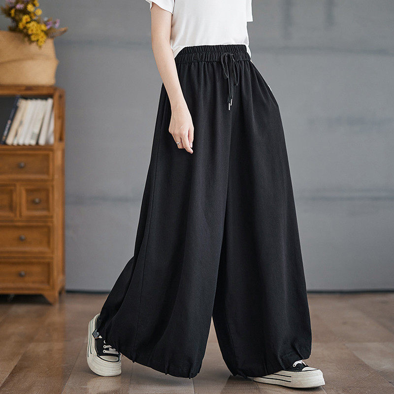 松紧腰纯色牛仔阔腿裤女宽松遮肉显瘦裙裤胖,淘宝优惠券,粉丝福利购,淘宝优惠卷