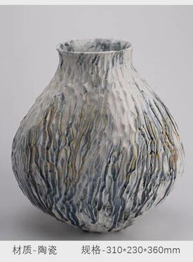 中古风陶瓷花瓶肌理手工民宿样板间高级感软装中式插花器饰品摆件