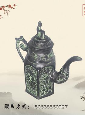 青铜器酒壶古代酒杯酒具门厅爵摆件仿古青铜酒杯父辛格子柜