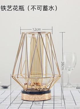 装饰铁艺小清新花瓶百搭新国风客厅电视柜茶几玄关蓄水花瓶摆件