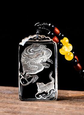 适用2025年白水晶猴鼠龙三合吊坠属龙七星堂辰子同宫局挂件项链龙