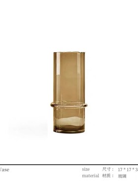 现代简约设计师花器摆件不规则直筒琉璃花瓶客厅餐桌轻奢透明插花