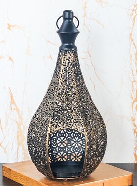 新品摩洛哥灯笼 风灯 铁艺镂空复古蜡烛台家居装饰工艺品摆件