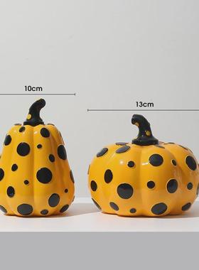 万圣节装饰波点南瓜摆件创意动物家居玄关酒柜桌面树脂工艺品