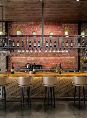 热销铁艺悬挂酒架吧台吊架餐厅倒挂酒杯架高脚杯吊柜置物架酒吧酒