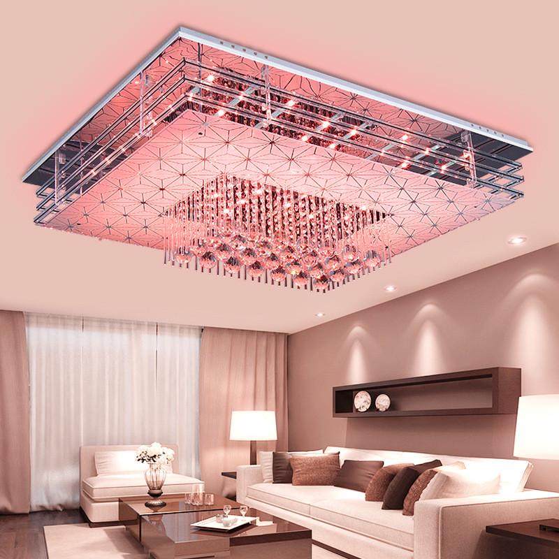 客厅灯长方形水晶灯led吸顶灯温馨简约大厅新款遥控卧室餐厅灯具,淘宝优惠券,粉丝福利购,淘宝优惠卷