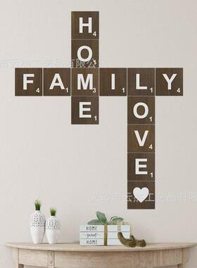 新款木制装饰方形木质字母墙艺农舍厨房客厅卧室墙壁装饰
