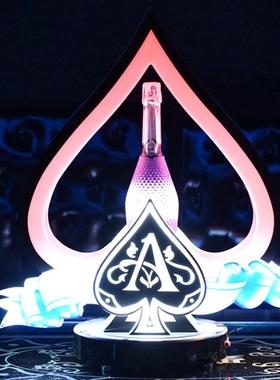 2xpj金质酒具新款香槟酒座底座发光酒座酒吧发光黑桃a底座酒架洋