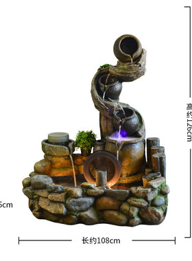 陶罐流水摆件落地玄关阳台景观造景花园装饰庭院树脂喷泉假山鱼池