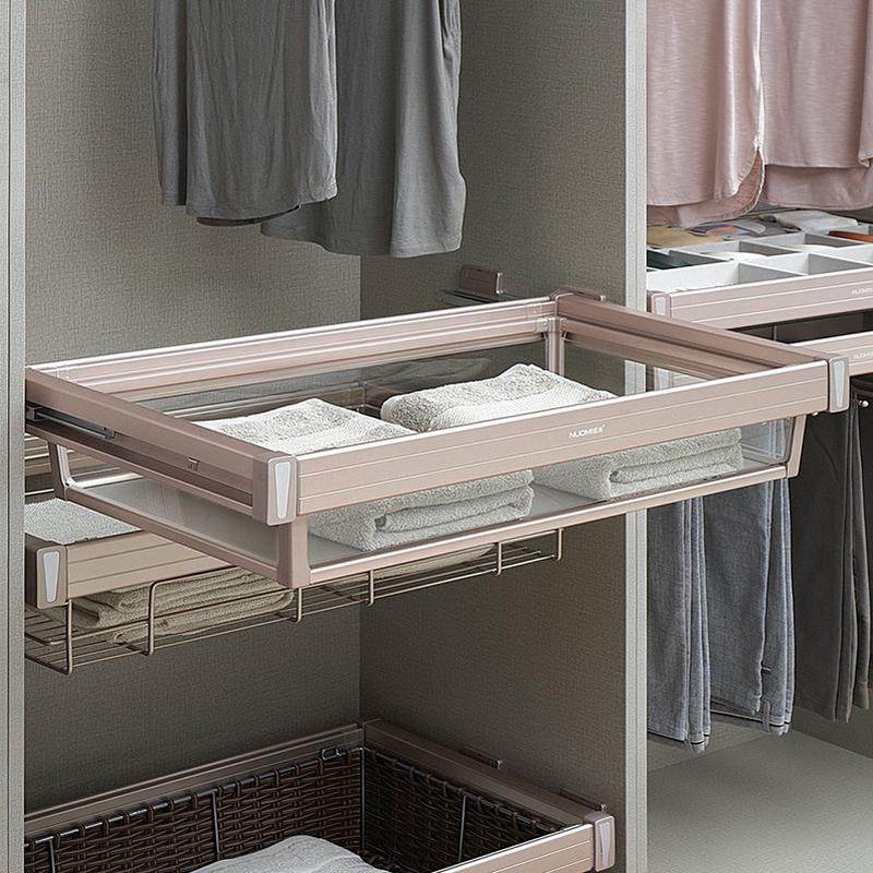 衣柜拉篮仿编藤篮阻尼收纳篮伸缩裤架衣帽间抽拉式缓冲衣物蓝,淘宝优惠券,粉丝福利购,淘宝优惠卷