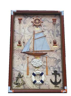 木质海洋地中海挂墙式工艺相框水手绳结海洋挂画帆船壁画厂家直销