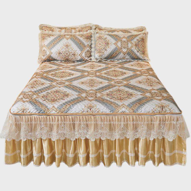 夏季床裙款冰丝凉席可机洗冰丝席三件套加厚防滑床罩折叠空调席子,淘宝优惠券,粉丝福利购,淘宝优惠卷