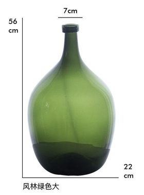 饰舍北欧透明水培小口大肚玻璃花瓶客厅马醉摆件吊钟花器绿色木