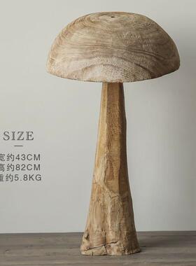 跨境民宿风蘑菇装饰摆设实木院子落地庭院造景装饰摆件木质工艺品