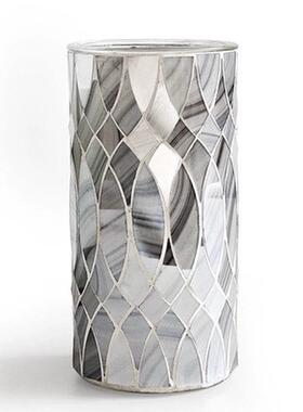 新款银白曲线纯手工时尚家居客餐厅装饰DIY马赛克直身玻璃花瓶