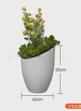 厂家户外简约斜口花瓶室内组合落地水泥玻璃钢花盆绿植盆栽摆件