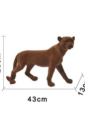 现代简约植绒金钱豹动物摆件客厅玄关办公室样板房家居轻奢装饰品