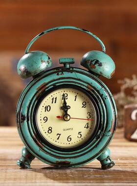 美式复古工艺品装饰时钟创意树脂时钟客家居装饰工艺礼品小摆件