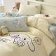 Cream ins style towel embroidered bed four-piece set cotton bed pure cotton children's quilt cover bed three-piece set bed 4