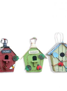 热销户外庭院实木仿真房子鸟窝鸟屋花园阳台布置装饰壁挂家居造景