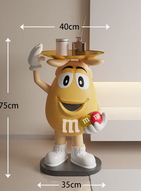 c！mm豆人艺术轻奢客厅大型电视柜沙发边床头置物架落地软装饰品