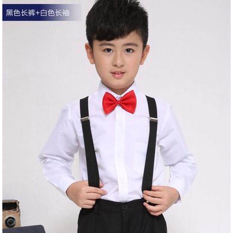 六一男女孩白色长袖衬衫黑色背带裤西裤领结儿童唱服,淘宝优惠券,粉丝福利购,淘宝优惠卷