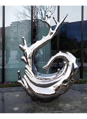 雕塑水滴浪花不锈钢大型金属镜面水花户外售楼部园林抽象装饰摆件