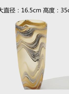 中古大理石纹路玻璃花瓶样板间高级感桌面水养轻奢装饰插花花器