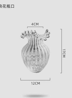 现代简约浪口透明玻璃花瓶插花居家水养个性创意摆件装饰品工艺品