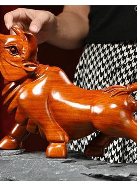 木雕摆件牛实木雕刻头动物生肖家居小客厅办公司玄关乔迁工艺礼品