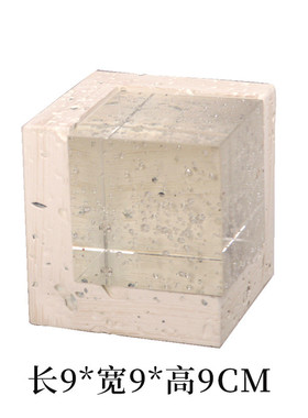 侘寂风摆件仿洞石水晶正方形摆设轻奢民宿酒店样板房博古架转饰品