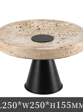 侘寂风托盘摆件轻奢高脚圆形果盘样板房酒店仿黄洞石收纳盘装饰品