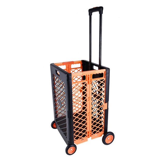 Outdoor camping hand-pulled cart grocery shopping cart express small cart household folding storage box mute push cart