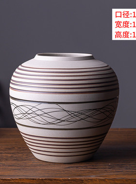 花瓶客厅插花摆件假花台面粗陶欧式瓶子家居摆件陶罐仿真干花陶瓷