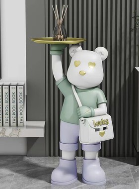 卡通暴力熊大型落地摆件收纳纸巾盒电视柜沙发边大厅前台酒店会所