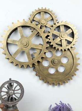 齿轮挂件壁挂工艺品个性咖啡酒吧壁饰复古工业风墙面木质四轮批发