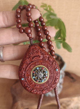 抖音直播货黑檀双面雕刻12男女八大守护神生肖挂件吊坠文玩可转珠