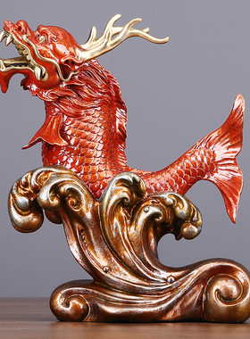 彩》《龙鱼铜锦鲤龙鱼家居玄关客厅开业礼品工艺品摆件
