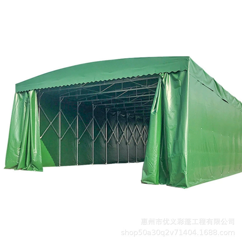棚户外移动活动雨篷大型仓库推拉棚伸缩折叠遮阳棚篮球场河源 - 图0