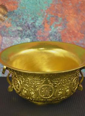 宏达全黄铜吉祥如意办公室聚宝盆聚财玄关大号聚宝盆铜器摆件