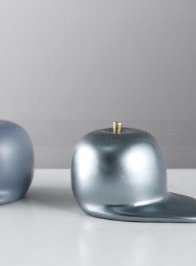 热销现代简约银色抽象树脂水果摆件客厅房间样板书房软装仿真摆设